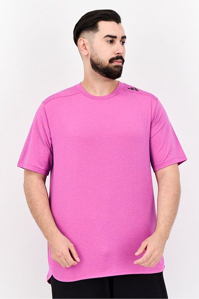 adidas Men Slim Fit Short Sleeve Training T-shirt, Dark Pink