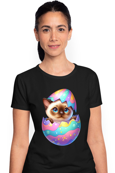 StoryGift Romania Tricou Femei cu o pisicuta Birmaneza curioasa care iese din...