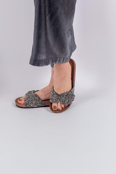 lovitto Single Buckle Stone Women's Slippers