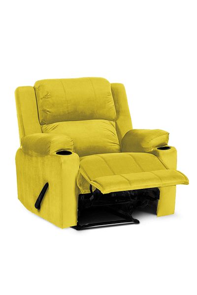 BACK COMFORT CloudRest | Velvet Rocking & Rotating Cinematic Recliner Chair with Cups Holder