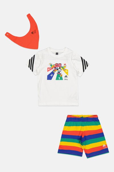 adidas طقم ملابس ديزني للأطفال الصغار، مكون من 3 قطع، الجزء العلوي والسفلي، ب...