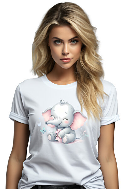 StoryGift Romania Tricou Femei cu o femela elefant, ilustratie, vesela, imbuj...