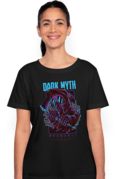 StoryGift Romania Tricou Femei Cu Fantoma Moartea Cu Coasea Si Masca anti Gaz, Text In Engleza Dar BLK_L