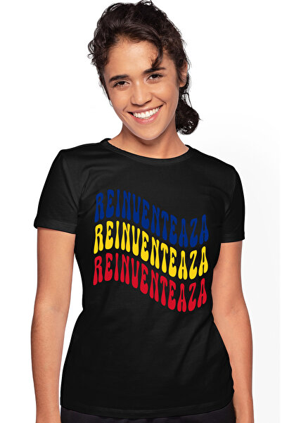 StoryGift Romania Tricou Femei Cuvantul Reinventeaza, in Culorile Steagului R...