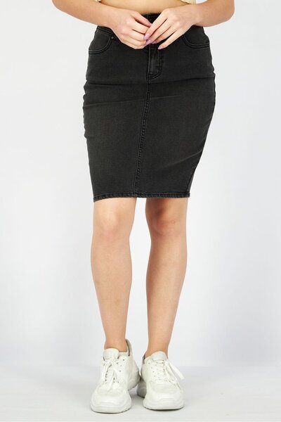 Guess Women Solid Denim Mini Skirt, Black