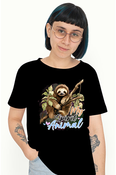 StoryGift Romania Tricou Femei cu animalul sloth/lenes cu mesajul "My spirit ...