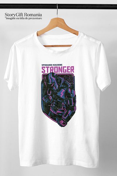 StoryGift Romania Tricou Femei Cu Robot Mov Stand In Picioare, Inteligenta Artificiala, Tehnologie WHT_S