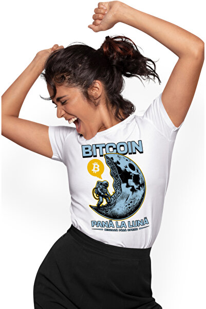 StoryGift Romania Women's T-shirt Astronaut on the Moon Bitcoin to the Moon. ...