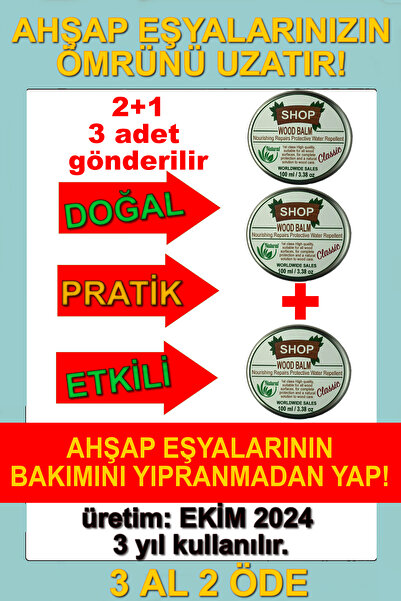 shop Ahşap Bakım Yağı 100 ml 2 adet + 1 adet HEDİYE Ahşap eşyalarınızın ömrünü uzatan doğal formül
