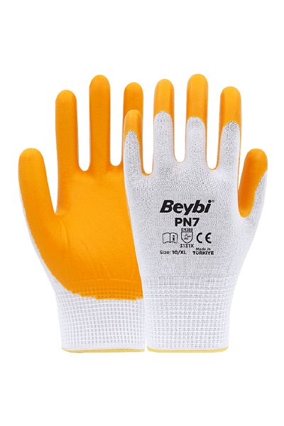 Beybi 12 Paar Arbeitshandschuhe, Polyester, Gelb Und Weiß