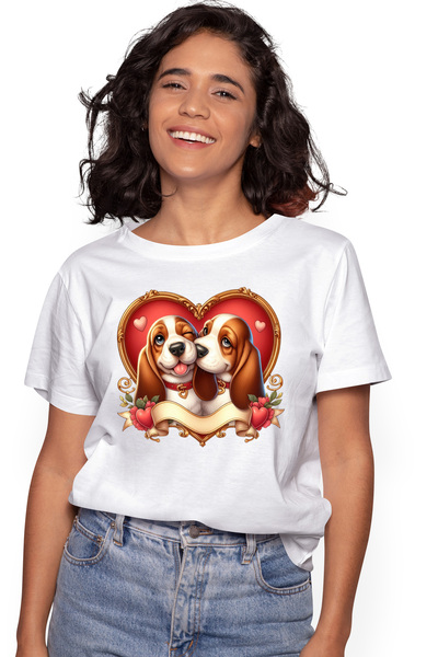 StoryGift Romania Tricou Femei cu o catelusa si un catel, ilustratie, cadru i...