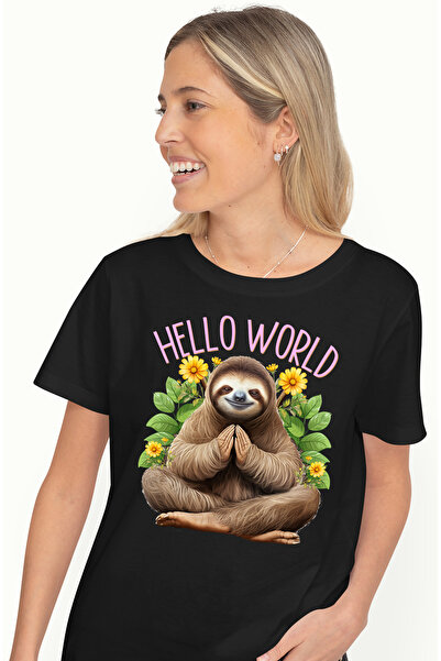 StoryGift Romania Tricou Femei cu animalul sloth/lenes in pozitie de meditati...