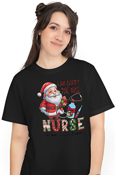 StoryGift Romania Tricou Femei cu Mos Craciun cu mesajul "I am sorry, the nic...