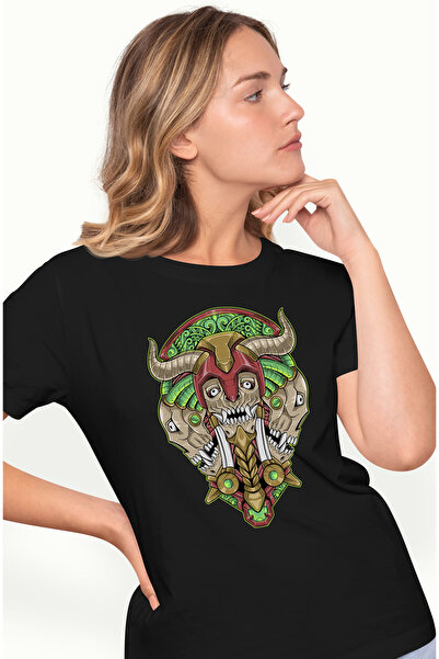 StoryGift Romania Tricou Femei Cu Coif, Coarne, Masti, Colti, Demoni, Robot, Multicolor cu imprim BLK_M