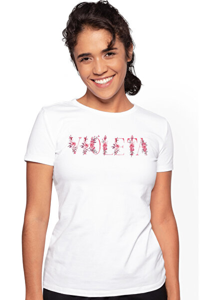 StoryGift Romania Tricou Femei Cu Numele Violeta, Floral, Colorat, Creativ, F...