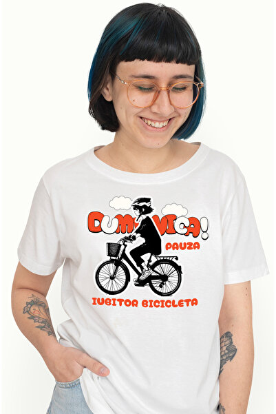 StoryGift Romania Tricou Femei pauza de duminica fata pe bicicleta sport rela...