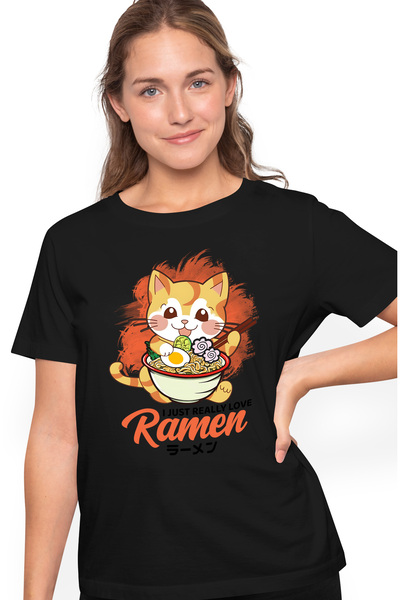 StoryGift Romania Tricou Femei cu mesajul "I just really love ramen", ilustra...