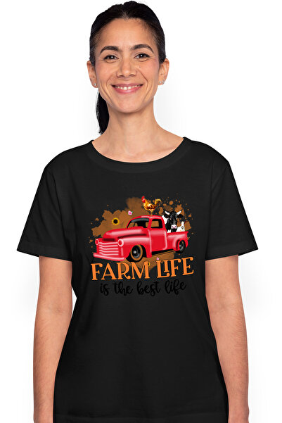 StoryGift Romania Tricou Femei cu masina cu animale cu mesajul "Farm Life is ...