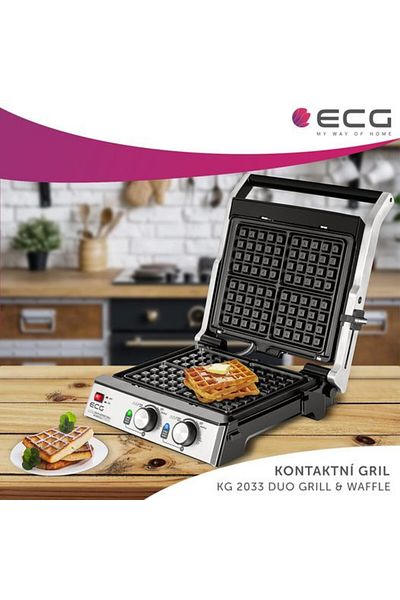 ECG Grill si Vafe ECG KG 2033 DUO, 2000 W, 2 termostate independente