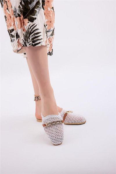 lovitto Buckle Detailed Knitwear Women's Slippers