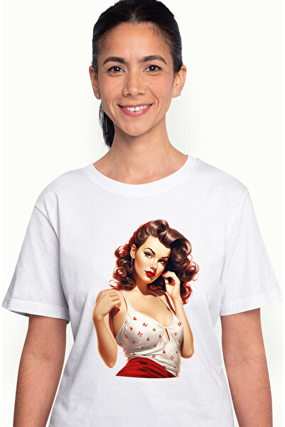 StoryGift Romania Tricou Femei cu o femeie frumoasa, ilustratie, stil retro, ...
