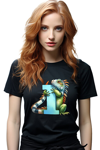 StoryGift Romania Tricou Femei cu o soparla cu cifra 1, ilustratie, pentru co...