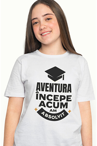 StoryGift Romania Tricou Femei Aventura incepe acum Am absolvit, Facultate, L...