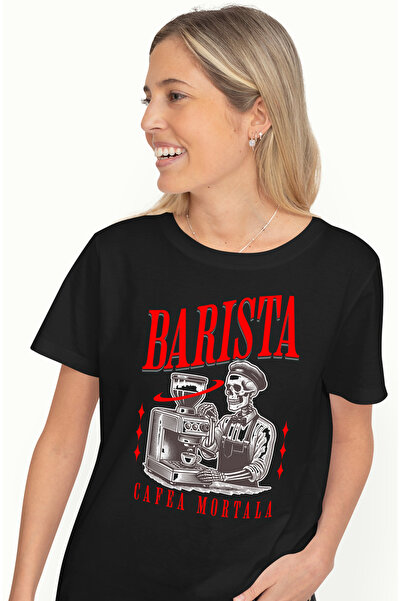 StoryGift Romania Tricou Femei barista schelete cafea mortala iubitor de coff...