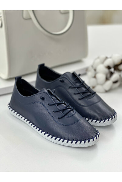 Zerenyus Tone Lastik Bağcıklı Ortopedik Hakiki Deri Babet Ayakkabı