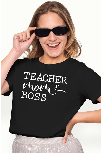 StoryGift Romania Tricou Femei cu mesajul in engleza "Teacher, mom, boss" - i...