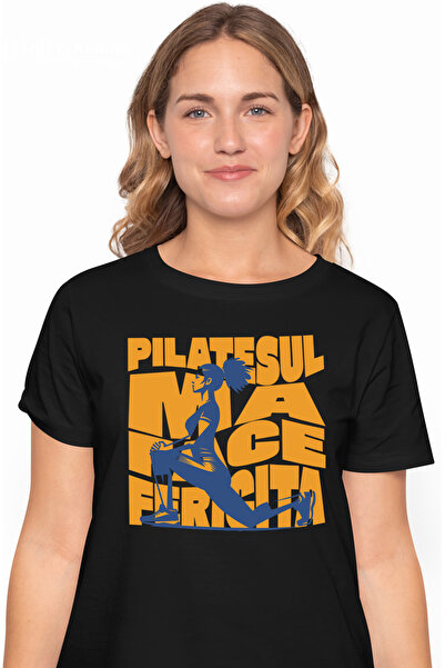 StoryGift Romania Tricou Femei Fata pozitie pilates, text ma face fericita cu...