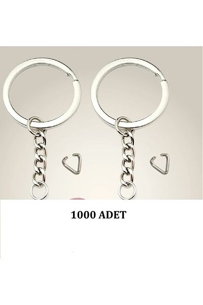 BEİLYS COSMETİCS & ACCESSORY Metal Keychain Ring Silver Color Triangle Apparatus 1000 Pieces 2.5 cm Flat Crush