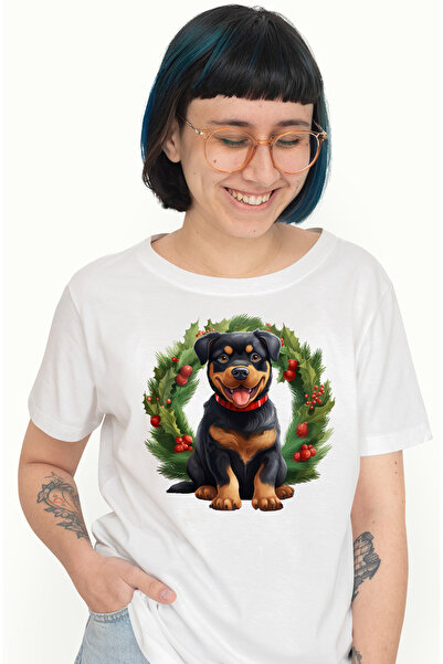 StoryGift Romania Tricou Femei cu un catel Rottweiler, ilustratie, bucurie, ilustratie, sarbatoare WHT_XL