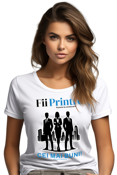 StoryGift Romania Tricou Femei Motivational Femeie Intre Doi Barbati Mesaj Fi...