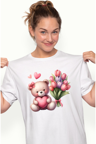 StoryGift Romania Tricou Femei cu 2 ursuleti, ilustratie, rochie, costum, pal...