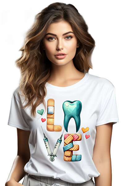 StoryGift Romania Tricou Femei cu mesajul "Love", profesie, ilustratie, munca...