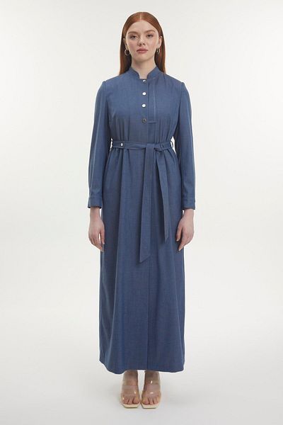 Zühre Παλτό Indigo με ζώνη Judge Collar 13803