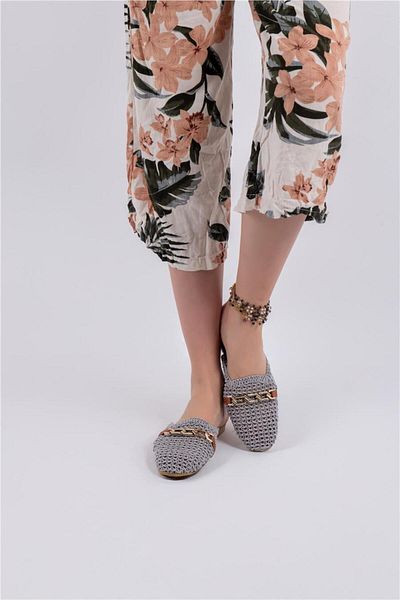 lovitto Buckle Detailed Knitwear Women's Slippers