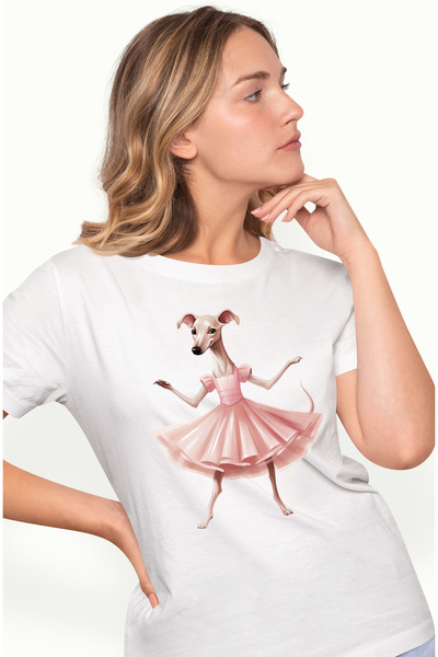 StoryGift Romania Tricou Femei cu Whippet in rochie, caine, animal de compani...