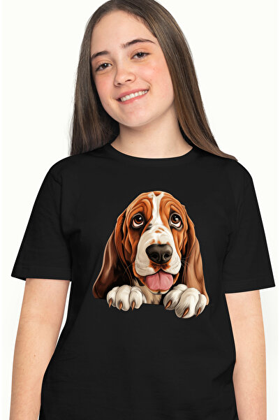 StoryGift Romania Tricou Femei cu un catel cu urechile plecate, ilustratie, limba scoasa, labute, BLK_XL