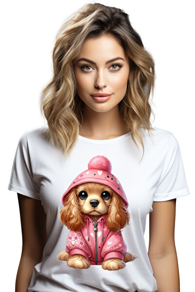 StoryGift Romania Tricou Femei cu o catelusa timida si putin trista care poar...