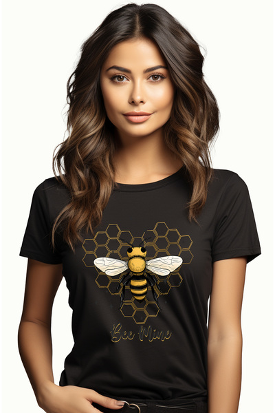StoryGift Romania Tricou Femei cu albina cu mesajul "Bee Mine", al meu, a mea...