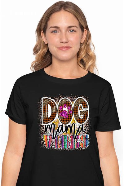 StoryGift Romania Tricou Femei cu mesajul "Dog Mama Vibes", caine, animal de ...