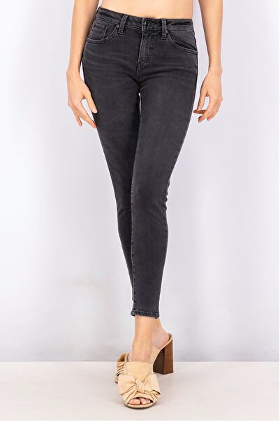 Guess بنطلون جينز نسائي ضيق غير قابل للتمدد، رمادي داكن