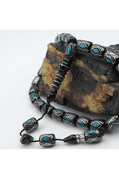 Skygo Oltu Stone Capsule Cut Scorpion Model Enamel Embroidered Rosary