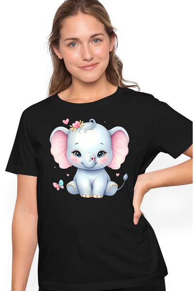 StoryGift Romania Tricou Femei cu o femela elefant, ilustratie, micuta, feric...