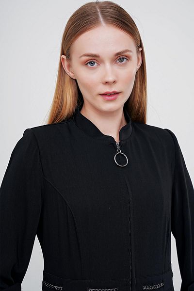 Zühre Chain Detailed Black Overcoat 13485