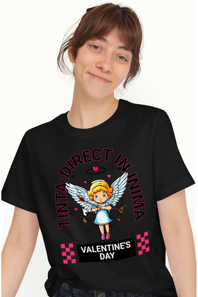 StoryGift Romania Tricou Femei Ingerul iubirii sageti tinta in inima cu impri...