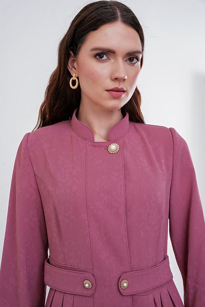 Zühre Παλτό Dusty Rose με σχέδιο με γιακά 13452