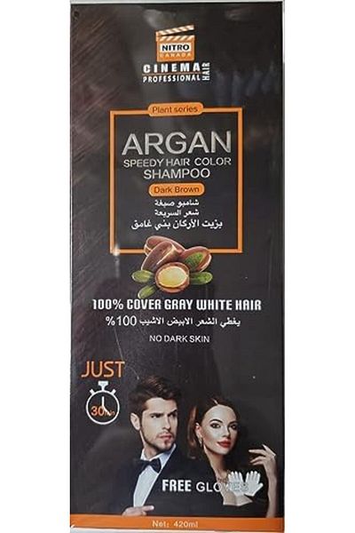 NITRO CANADA Argan Speedy Hair Color Shampoo (Dark Brown) - 420 ml